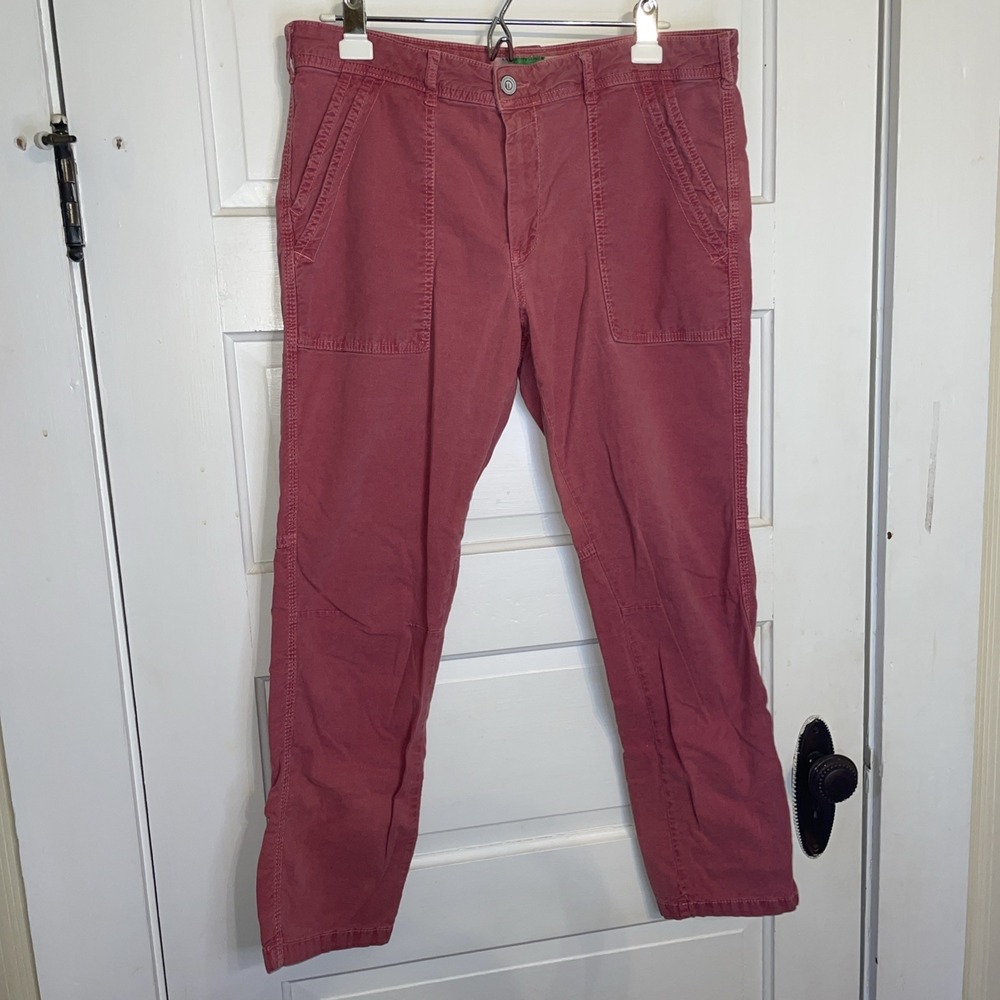 Anthropologie Wanderer Red Long Pants 31 Double Slant Pockets Gusseted Knees 33"